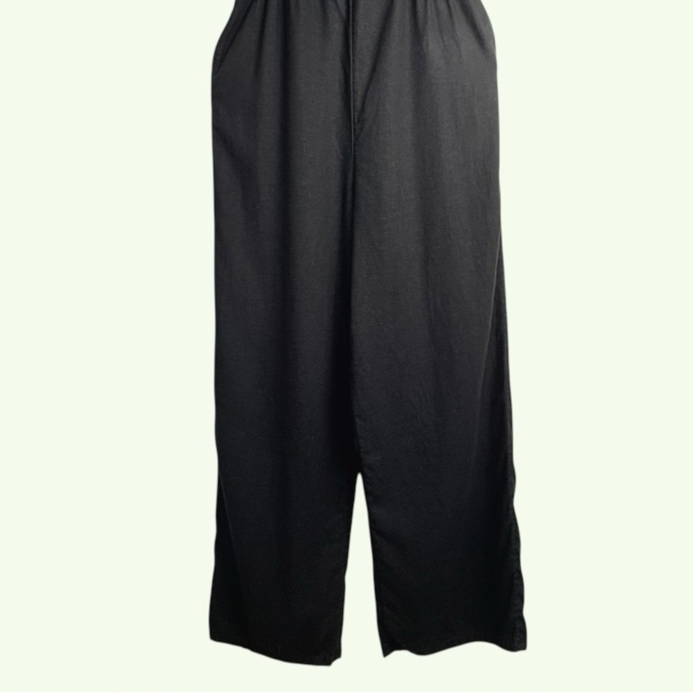 Old Navy Black Linen Blend Twist Cami Wide-Leg Jumpsuit S Lagom Boho Hippie Fest - Picture 5 of 11